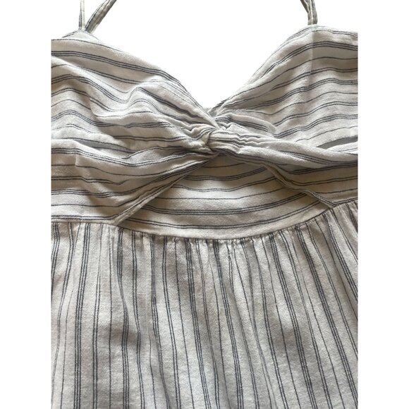 Banana Republic XL sweetheart A-line striped linen blend swing top knot front - Picture 3 of 8